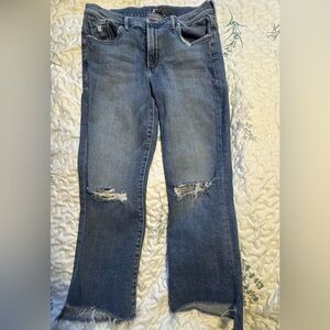 MOTHER Ankle Cropped The Insider Crop  step fray  Distressed Blue Jeans sz. 32